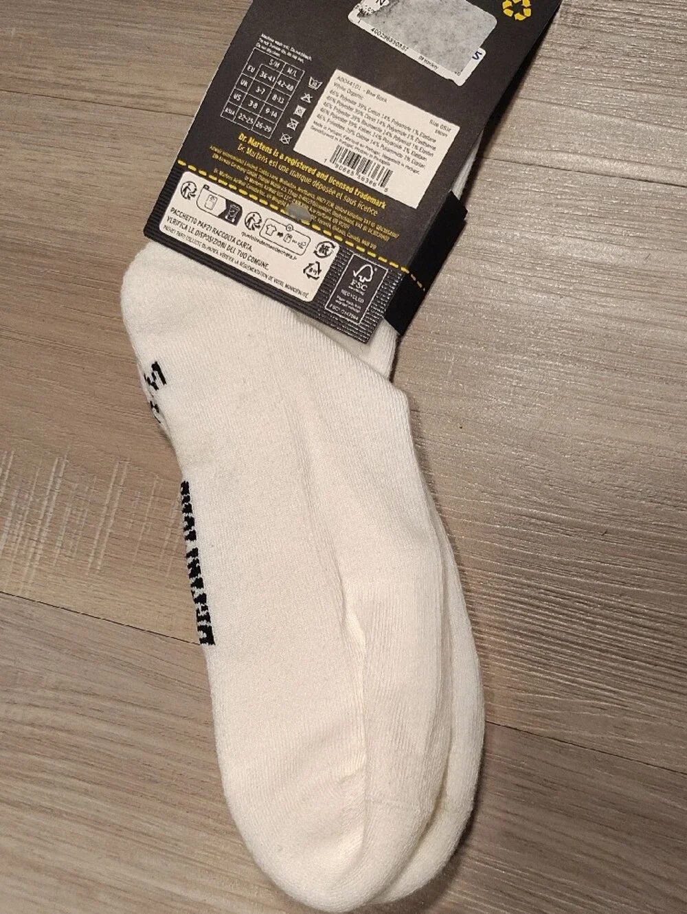 Dr. Martens White Organic Ankle Socks with Black Logo Accent
